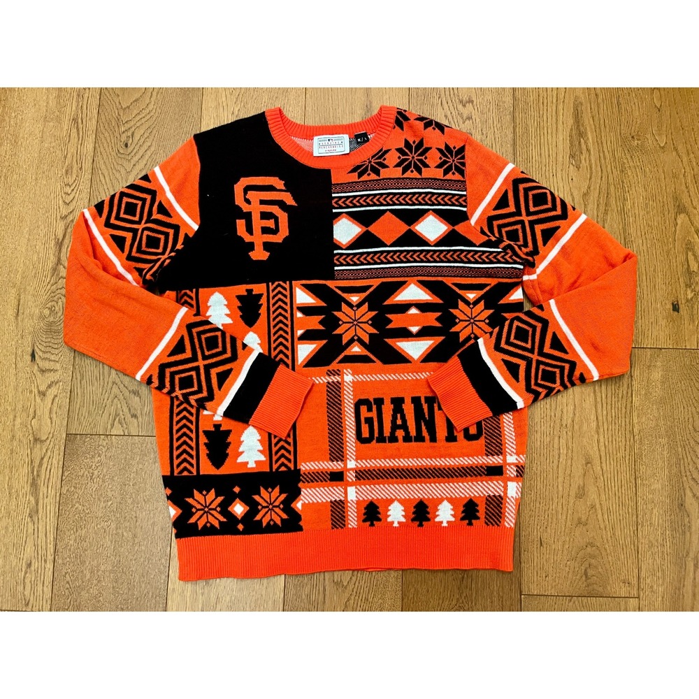 SF Giants Knit Sweater Large MLB Genuine Merchandise KLEW Orange Black Gameday